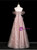 Pink Tulle Sequins Beading 3D Flower Prom Dress