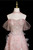 Pink Tulle Sequins Beading 3D Flower Prom Dress