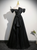 Black Satin Tulle Off the Shoulder Prom Dress