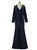 Blue 2017 Formal Celebrity Dresses Sheath Deep V-neck Long Sleeves Slit Long Evening Dresses