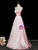 Cheap Pink Satin Spaghetti Straps Prom Dress