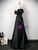 Cheap Black Satin Off the Shoulder Pleats Prom Dress