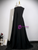 Black Scoop Neck Pleats Pearls Prom Dress