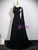 Black Scoop Neck Pleats Pearls Prom Dress