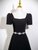 Black Short Sleeve Square Neck Crystal Prom Dress