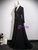 Queenly Black V-neck Long Sleeve Prom Dress