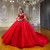 Red Tulle Sequins Beading Wedding Dress