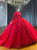 Red Tulle Sequins Long Sleeve Wedding Dress