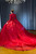 Red Tulle Sequins Long Sleeve Wedding Dress