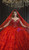 Red Tulle Lace Long Sleeve Beading Wedding Dress