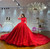 Red Tulle Long Sleeve Appliques Beading Wedding Dress