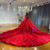 Red Tulle Long Sleeve Appliques Beading Wedding Dress