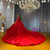 Red Tulle Long Sleeve Appliques Beading Wedding Dress