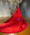 Red Satin Long Sleeve Beading Wedding Dress