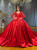 Red Satin Long Sleeve Beading Wedding Dress