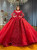 Red Tulle Sequins Appliques Wedding Dress