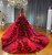 Red Tulle Sequins Appliques Wedding Dress