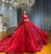 Red Tulle Sequins Appliques Wedding Dress