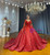 Red Sequins Long Sleeve Backless Wedding Dress
