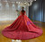 Red Sequins Long Sleeve Backless Wedding Dress