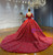 Red Sequins Long Sleeve Backless Wedding Dress
