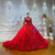 Red Sequins Long Sleeve Beading Wedding Dress