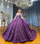 Purple Long Sleeve Lace Wedding Dress