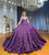 Purple Long Sleeve Lace Wedding Dress