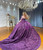 Purple Long Sleeve Lace Wedding Dress
