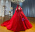 Luxury Red Tulle Long Sleeve Appliques Beading Wedding Dress
