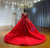Luxury Red Tulle Long Sleeve Appliques Beading Wedding Dress