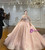 Pink Tulle Sequins Long Sleeve Beading Wedding Dress