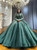 Green Tulle Long Sleeve Beading Wedding Dress
