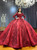 Burgundy Long Sleeve Sequins Wedding Dress