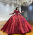 Burgundy Long Sleeve Sequins Wedding Dress