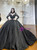 Black Tulle Long Sleeve Backless Wedding Dress