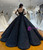 Black Sequins Ball Gown Long Sleeve Beading Wedding Dress