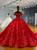 Red Tulle Off the Shoulder Appliques Wedding Dress
