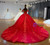 Red Tulle Off the Shoulder Appliques Wedding Dress