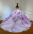 Purple Tulle Tiers Appliques Wedding Dress