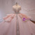 Luxury Pink Tulle Appliques Beading Wedding Dress