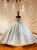 Light Blue Tulle Appliques Wedding Dress