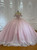 Pink Tulle Sequins Appliques Wedding Dress With Bow