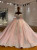 Pink Tulle Sequins Appliques Bow Wedding Dress