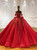 Luxurious Red Tulle Off the Shoulder Beading Wedding Dress