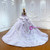 Purple Tulle Sequins Backless Wedding Dress