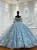 Blue Ball Gown Tulle Lace Beading Wedding Dress