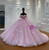 Pink Tulle Off the Shoulder 3D Flower Wedding Dress