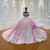 Elegance Pink Tulle Sequins Appliques Wedding Dress