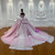 Princess Pink Tulle Sequins Appliques Beading Wedding Dress